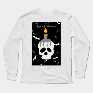 "Happy Halloween" Spooky Skull Candle Long Sleeve T-Shirt